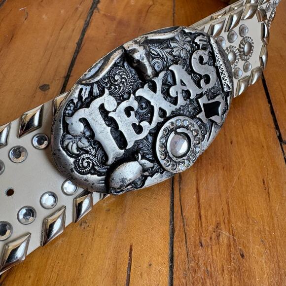 Vintage 2000s MALINI MURJANI Texas Studded Rhinestone Cowgirl Belt - Picture 8 of 10